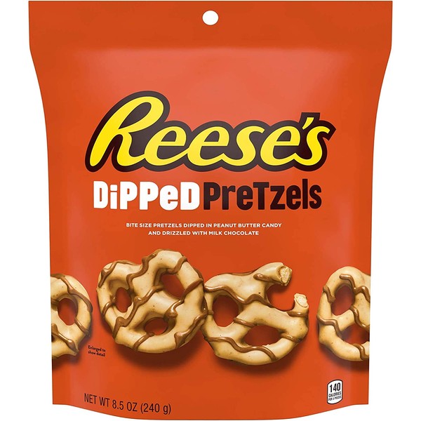 Reeses Dipped Pretzels Pouch, Covered Pretzels Bag, 1 Piece (240 g)