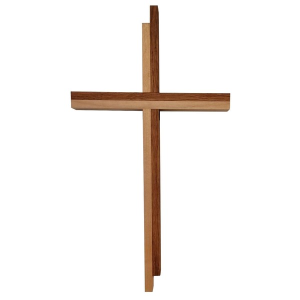 Kaltner Präsente Gift idea - 36 cm wall cross made of real oak and maple wood crucifix cross for wall simple classic