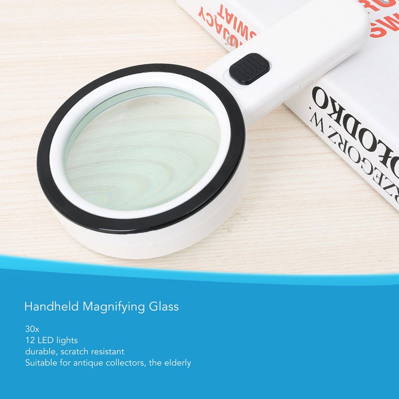 Handheld Magnifying Glass 30x Double Layer Optical Glass Lens Magnifier