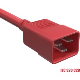 CableLeader 6ft 12 AWG Heavy Duty Power Cord IEC320 C20 to IEC320 C19, 20A 250V, Extension Cable for PDUs, UPS Systems & Servers, Red