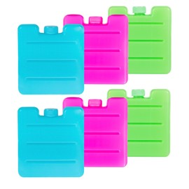 ASAB 6 Pack Freezer Blocks for Cooler Bags Reusable Small Ice Packs for Lunch Boxes Kids School Cooler Box Space Saving Portable Design Mini Freezer Packs for Travel Picnic Camping Hiking Multi Colour