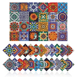 Tile Stickers Wall Decor Bathroom Kitchen Wall Sticker Waterproof PVC Decoration Stickers - 2D Sticker with Retro Design in Mosaic Style (Style-1, 6 x 6 Inch)