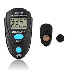 allsun EM2271A Digital Paint mil Meter Mini Coating Thickness Gauge Paint Tester Car LCD Data Hold Black 2.2mm/80mil New Version Update Base On EM2271