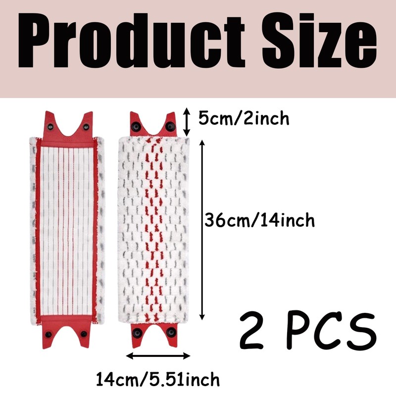 2 PCS Mop Head Replacement, Compatible Mops Pads Washable &