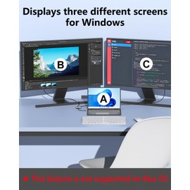 USB C to Dual HDMI Adapter,USB C Splitter 2 Monitors Extended Display,HDMI Adapter for Dual Monitors,Type C HDMI Hub Multiple Monitors Docking Station for Laptop/Monitor Compatible with Thunderbolt