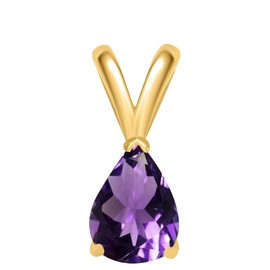 AoneJewelry Amethyst Pendant Necklace for Women | 14k Yellow Gold 0.90 Carat 1 Stone Pear Shape Prong Setting 18" Silver Box Chain Necklace Wedding Jewelry Collection