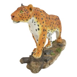 Wild Animal Kingdom Leopard Walking On Forest Trail Statue Giant Cat Figurine