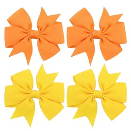 Halloween Hair Bows Clips for Girls, Orange Ribbon Bowknot Alligator Barrettes Hairpins Teens Toddlers Halloween Dress Outfit Decor Accessory Gift