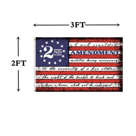 ANCONINE 2nd Second Amendment Flag 2x3Ft-2nd Amendment 1791 Vintage American Flags Banner with 2 Brass Grommets,Sturdy Double Stitched and Premium Polyester. (2-2x3)
