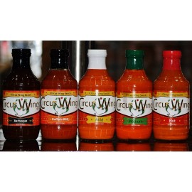 Circus Buffalo Hot Wing Sauce Sampler Pack 5 flavors 17 tons of wings year! wild