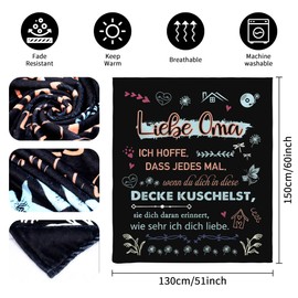 Original Gift "Liebe Oma Ich Hoffe Dass Jedes Mal Wenn Du Dich In Diese Decke Kuschelst Sie Dich Daran Erinnert Wie sehr Ich Dich Liebe Liebe Kuschel" Blanket Decorative for Grandmother (Liebe Oma-B)