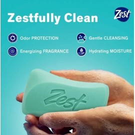 Zest Deodorant Bar Soap, Hydrating Moisture for All Skin Types, Aqua, 4 oz,