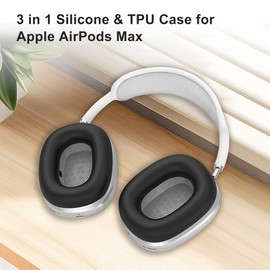 Silicone Case Cover Kit Compatible with Airpods Max Headphones Ear Pad Case Cover/Ear Cups Cover/Headband Cover Sweatproof & Anti-Scratch Soft Silicone Protector for Airpods Max Ear Covers - Black