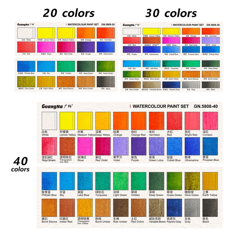 kander 30 Color Watercolor Paint Set with Detail Paint Brushes