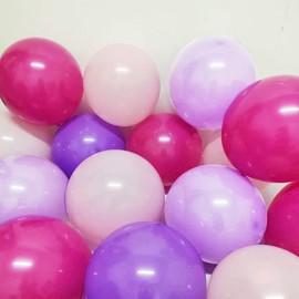 Pink and Purple Balloons with Ribbon, 100pcs 12 Inch Purple and Pink Party Balloons for Women Girls Birthday Baby Shower Wedding Party Decorations