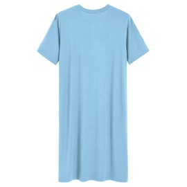 Latuza Men's Viscose Nightshirt Short Sleeves Sleep Shirt L Pale Blue