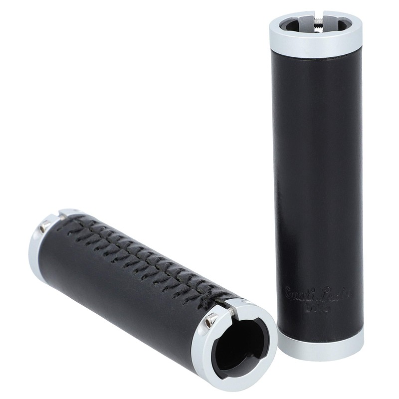 Gusti Gary F. Bicycle Handlebar Grip Leather Black Silver Matt