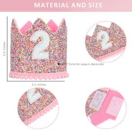 Eoopoon Rainbow Half Birthday Crown Hat - Party Decoration for Boy/Girl, Pink