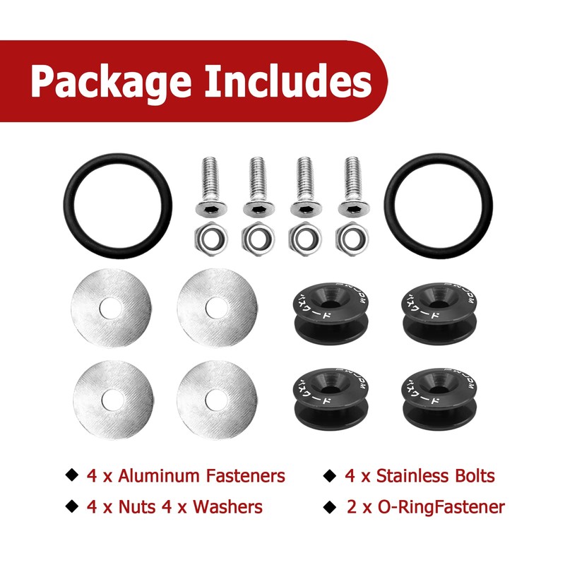 Universal Billet Bumper Trunk Quick Release Fastener Kit, Quick Release