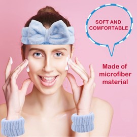 Spa Headband Wrist Washband Set, Soft Microfiber Spa Facial Makeup Headbands, Facial Headband Wrist Sweatband, Washing Face Band for Makeup Bath Women Girls (5)