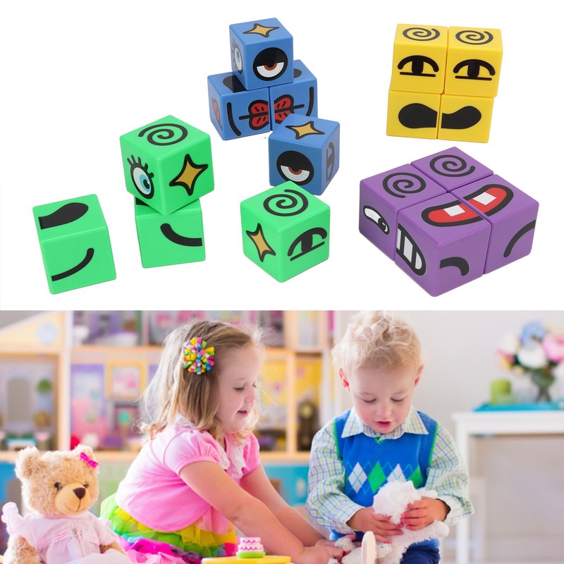 Expressions Matching Cube Face Changing Building Blocks Educational Interactive Toy