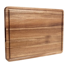 LinTimes Extra Large Kitchen Wood Cutting Board, Heavy Duty Wood Cutting Board with Juice Chute, Spray Painted 20" x 15 "