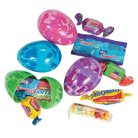 Fun Express - Plastic Candy Filled Camo Eggs (2dz) for Easter - Party Supplies - Pre - Filled Party Favors - Pre - Filled Plastic Containers - Easter - 24 Pieces