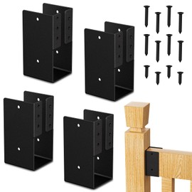 Mordx 4PCS Concealed Joist Hangers,Concealed Flange Light Joist Hanger,Railing Bracket for Connecting 2 "x 4" Wood to Railing Wood Posts,Heavy Duty Metal,Black