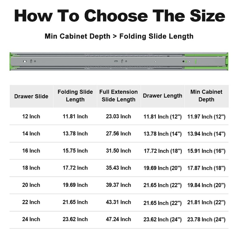 Fivepears 1 Pairs 22 Inch Heavy Duty Soft Close Drawer