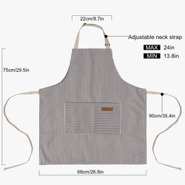 DILLMAN Kitchen Cooking Adjustable Aprons - Men Women Bib Soft Chef Stripes Apron with 2 Pockets (Narrow Brown Strips)