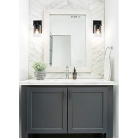 XiNBEi Lighting Wall Sconce 1 Light Bathroom Vanity Light with Glass, Modern Indoor Black Sconces Wall Lighting XB-W1240-1-MB