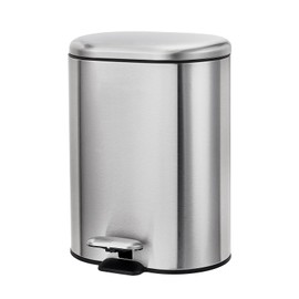 Singpotool Stainless Steel Kitchen Trash Can, 1.6 Gallon, Step Pedal with Soft Close, Removable Inner Bucket, Silver