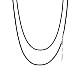 ChainsPro Women's Choker, Cord Necklace, Chain, Wax Cord, Black, Gold Compatible with 925 Silver, Clasp, Width 0.04 inch (1 mm), 0.08 inch (2 mm), Water Resistant Accessory, Leather