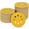 POTUINOM 100PCS 5 Inch 8 Hole Sanding Discs 800 Grit,Gold