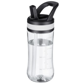 Edmyre Kids Clear Water Bottle 14oz Flip with Straw Carry Handle, Leakproof, Reusable, Tritan, BPA Free, Suitable for Boys and Girls, Clear