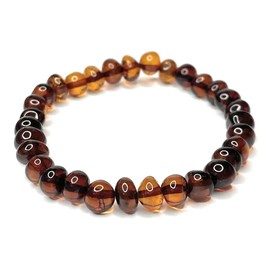 Amber777 Natural Baltic Amber Bracelet for Adults.Polished Baroque Shape Amber Stone Beads.Baltic Amber Jewelry. (7.5 Inch)