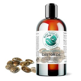 Bella Terra Oils Aceite de ricino, 16 onzas, 100% puro orgánico refinado prensado en frío, aceites Bella Terra.