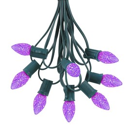 Novelty Lights 25 Foot C7 LED Outdoor Lighting Patio Christmas String Lights, Purple, Green Wire, 25 Bulbs