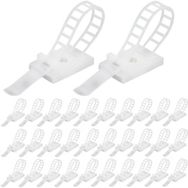 fogman Wire Locks, Cable Clips, Cord Clips, Cable Holder Fixing, Set of 30 (White, 0.5 x 3.6 inches (12 mm x 92 mm)