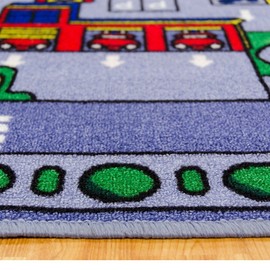 CR’s Kids/Baby Room/Daycare/Classroom/Playroom Area Rug. Great for Playing with Cars City Map Car Tracks Roads Fun Educational Non-Slip Gel Back Play Mat (2 Feet X 7 Feet Runner)