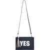 styleBREAKER 'YES' or 'NO' print clutch, tassel pendant upon zipper,