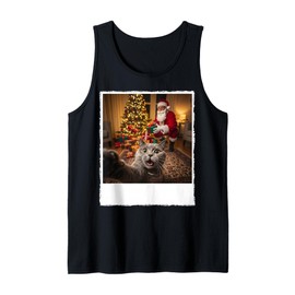 Funny Xmas Cat Selfie with Santa Claus Gifts Christmas Night Tank Top