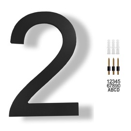 JILANLO 8" Large Floating House Numbers,Balck Acrylic Anti-Rust House Numbers,Modern House Address Street Numbers Garden Door Mailbox Decor Number with Matching Screw,Number 2