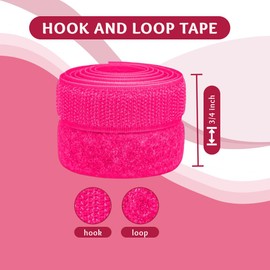 3/4 inch Neon Pink Sew on Hook and Loop Tape Non-Adhesive 1 Yd Nylon Heavy Duty Strips Sewing Fastening Fabric Fastener Interlocking Set for Military Form Bags Clothes Shoes Backpacks DIY Craft