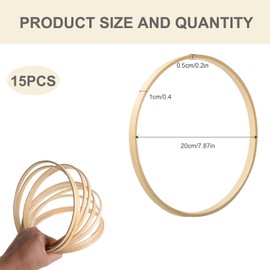 Bhina Pack of 15 Wooden Rings for Crafts Bamboo Wooden Rings Dream Catcher Rings Wooden Rings Macrame Rings Wooden Hoop Circle Dream Catcher for Wedding Wreath Decor and DIY Crafts (23 cm)