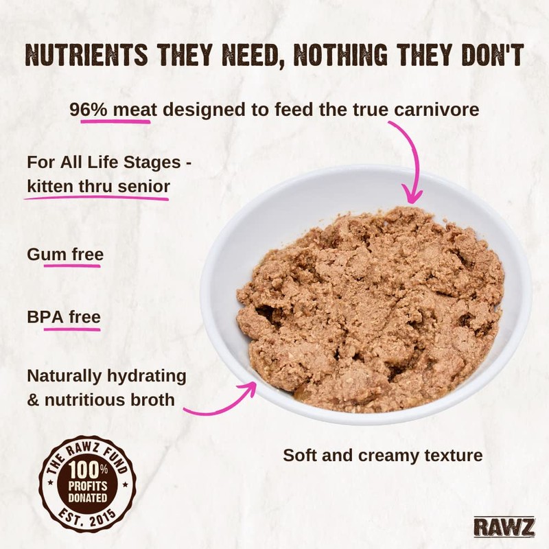 Rawz Natural Premium Pate Canned Cat Wet Food - Made