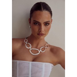 CLASSYZINT Sliver Chunky Necklace Statement Thick Necklace Link Chain Necklace for Women