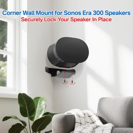 Heavy-Duty Speaker Mount for Sonos Era 300 Corner Wall Mount Bracket, Low Profile Wall Mount for Sonos Era 300 Speaker Corner Mount Easy to Install, Black