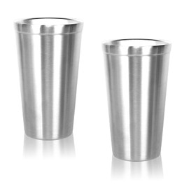 Youda Doppelwandige Isolierbecher aus Edelstahl (2er-Set), Stapelbar, Kaffeetasse/Teetasse/Kühlende Biergläser, ideal für Kinder, für Reisen, Outdoor, Camping & Alltag, 16 oz (480ml, Silber)