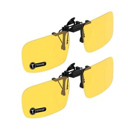 TERAISE Polarised Sunglasses Clip Over Glasses Anti-Glare UV400 Clip On Sunglasses for Men Women Driving, 2 pieces yellow + yellow